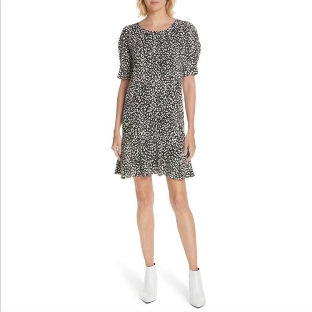 Joie Angeni Leopard Print Puff Sleeve Dress Small